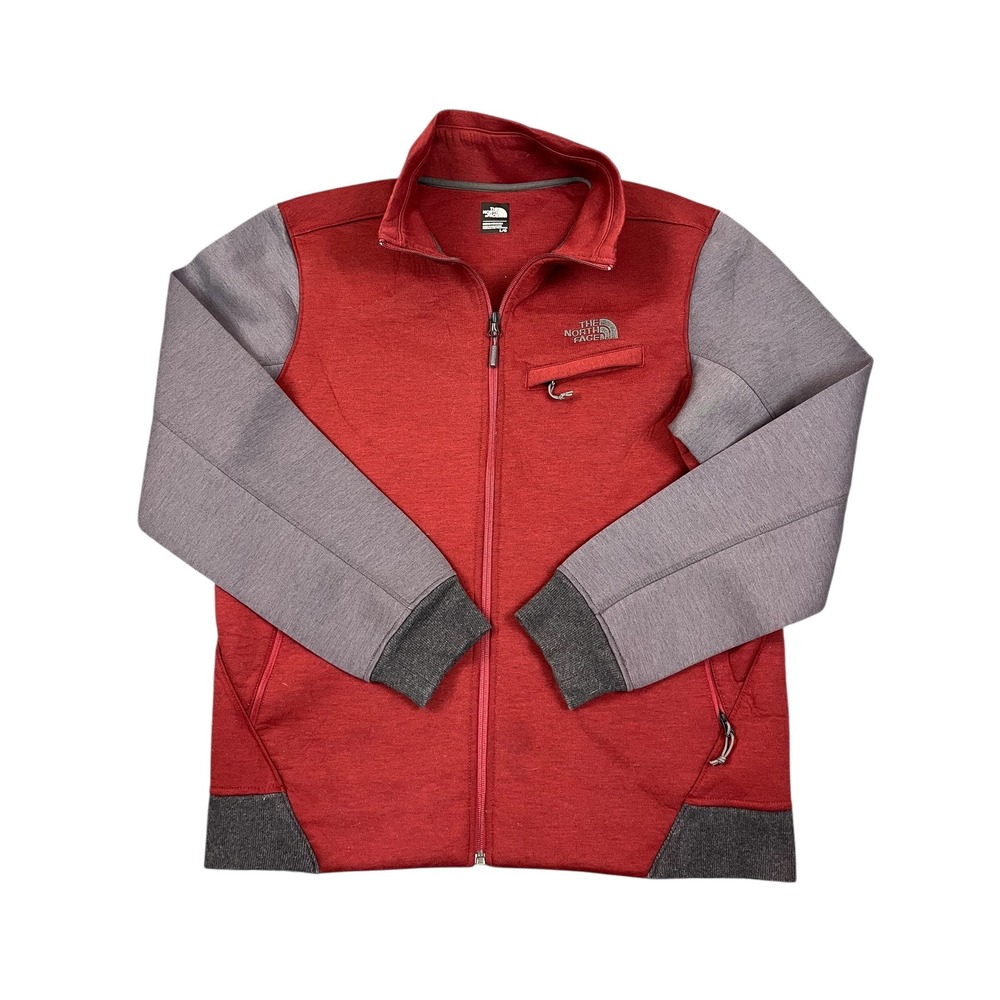 The North Face Men's Large Garnet‎ Gray Full Zip Jacket Dual Pockets Mock Neck